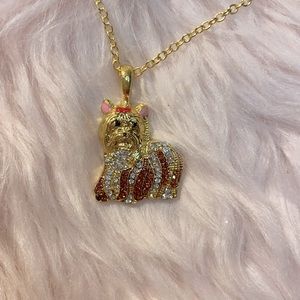New today! Adorable bejewelled Yorkie Pendant /18”